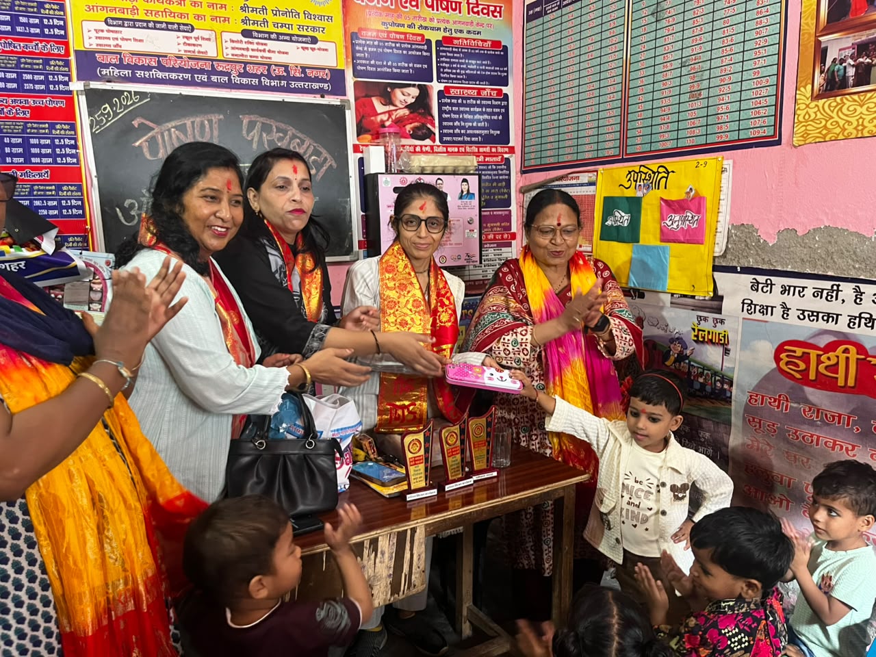 विवेक नगर आंगनबाड़ी केंद्र में हुआ आंगन मिलन कार्यक्रम,